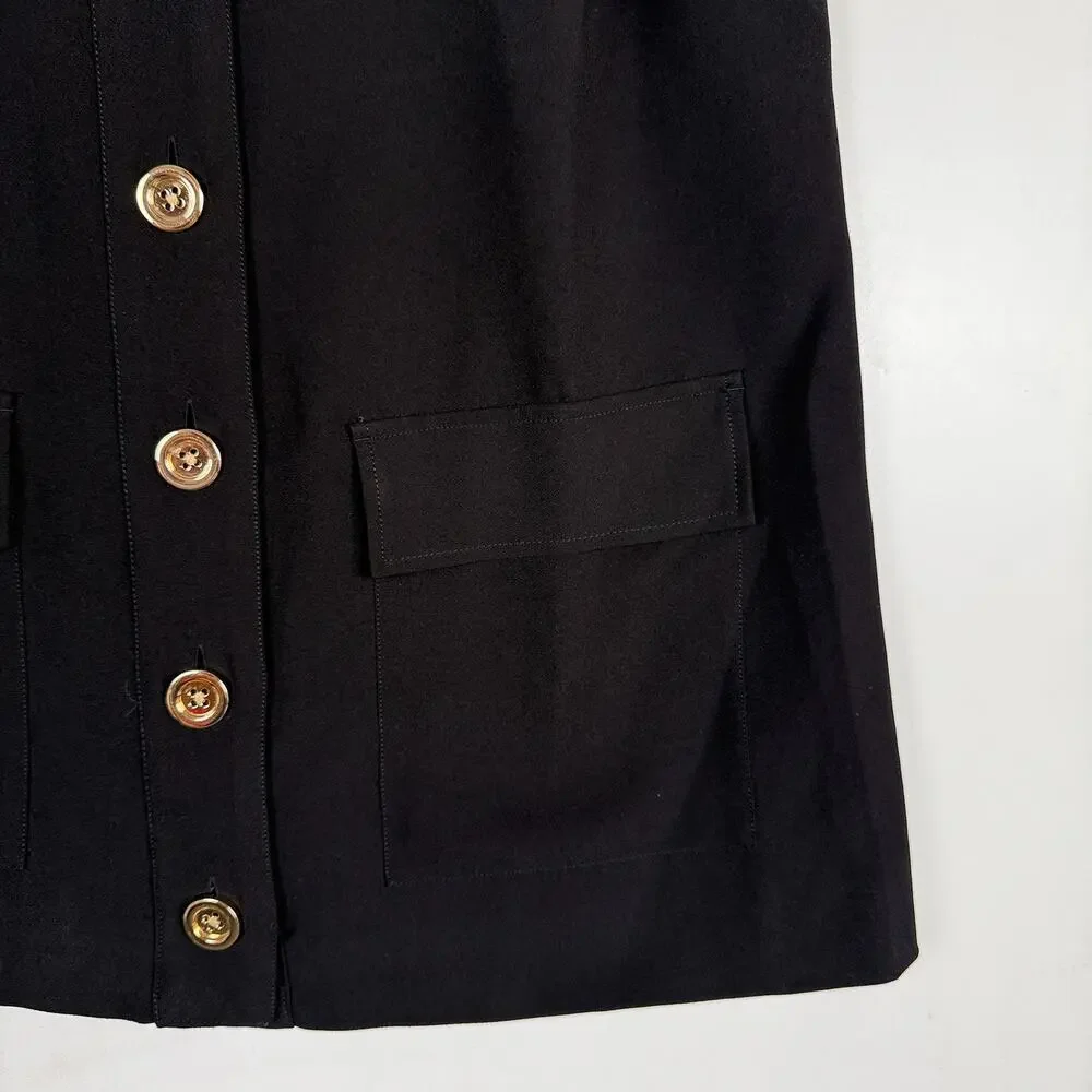 J.Crew Tunic Shift Mini Dress Black Crepe - L